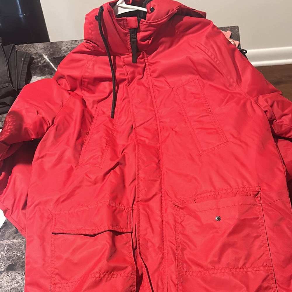 Red SM H&M parka coat